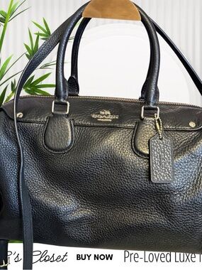 Coach Black Pebbled Leather Duffel with Coach Tag